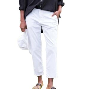 Frank & Eileen 12 Cotton Linen Blend White Kinsale Frayed Hem Cropped Pants